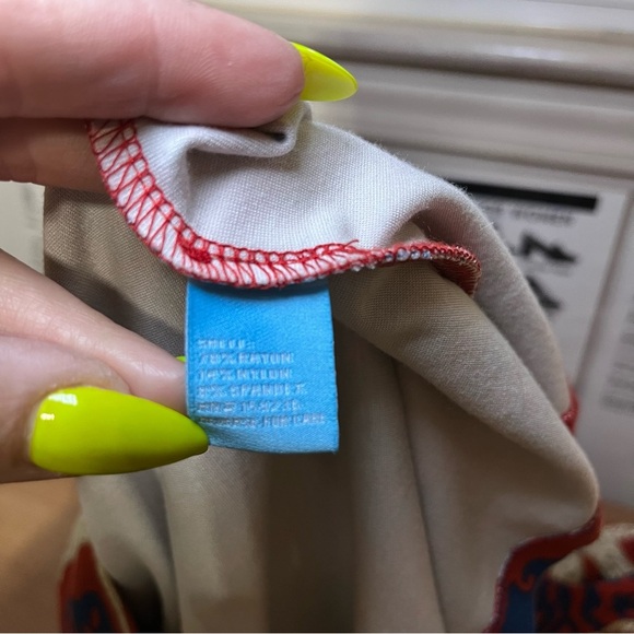 J McLaughlin Judith Dress Navy Red Geometric Career Modest Stretch Knee Length M - Picture 6 of 7